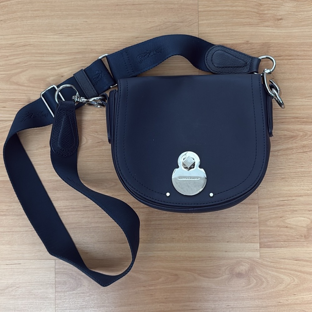 Blue longchamp leather cavalcade crossbody bag- preloved